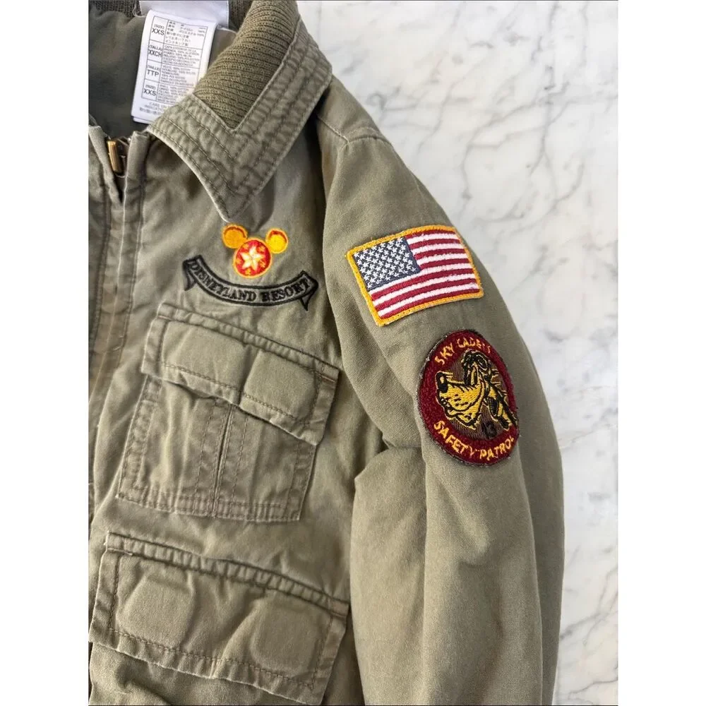 VTG Disney Parks Flight Bomber Patch Utility Jacket Sz 4/5T XXS